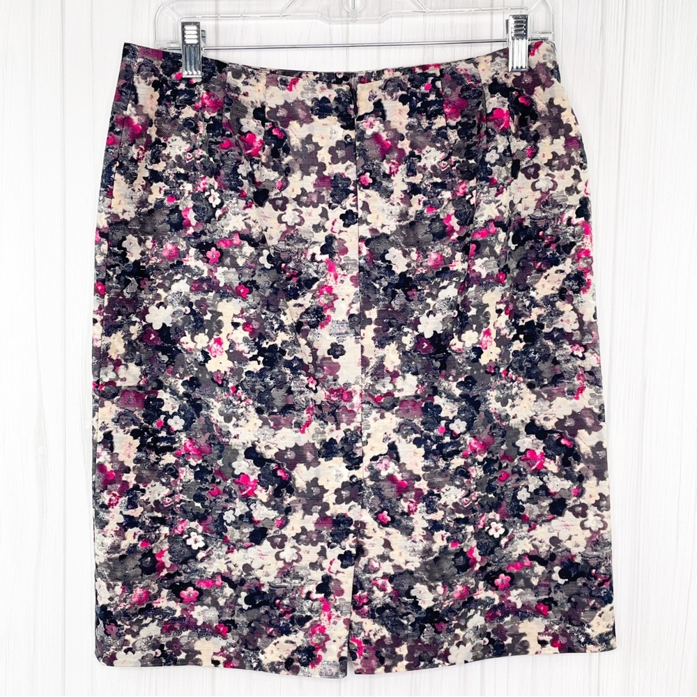 Talbots Floral Skirt Watercolor Thick Texture Size 6p 6 Piete